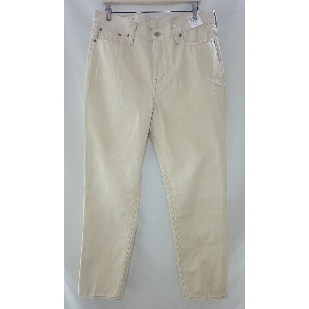 J. CREW Full Length Classic Straight Jeans Cream Ecru‎ Women's SIZE 32 NWT